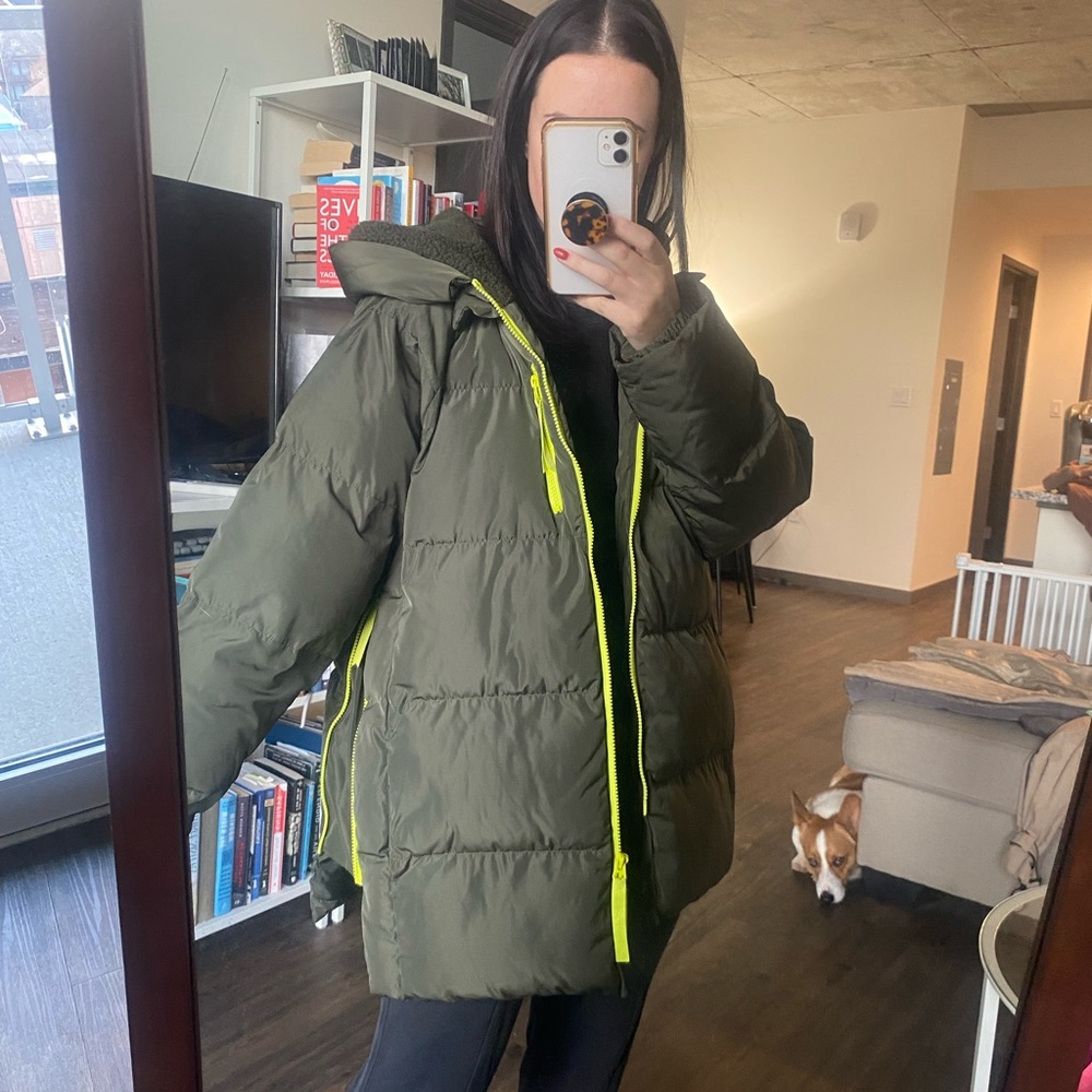 Fabletics green oversized puffer coat